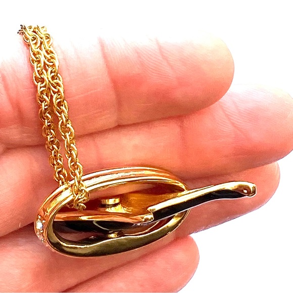 RARE Swarovski Dolphin Crystal Enamel Pendant Necklace and Velvet Pouch HTF - Picture 9 of 11